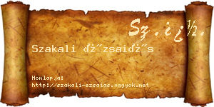 Szakali Ézsaiás névjegykártya